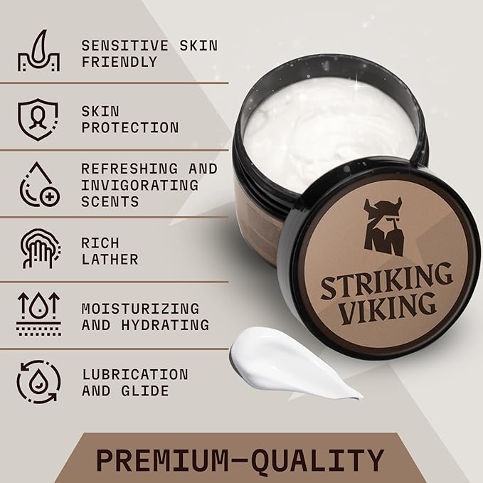 Striking Viking Men's Shaving Cream - 5.3 Oz, Sandalwood Scent