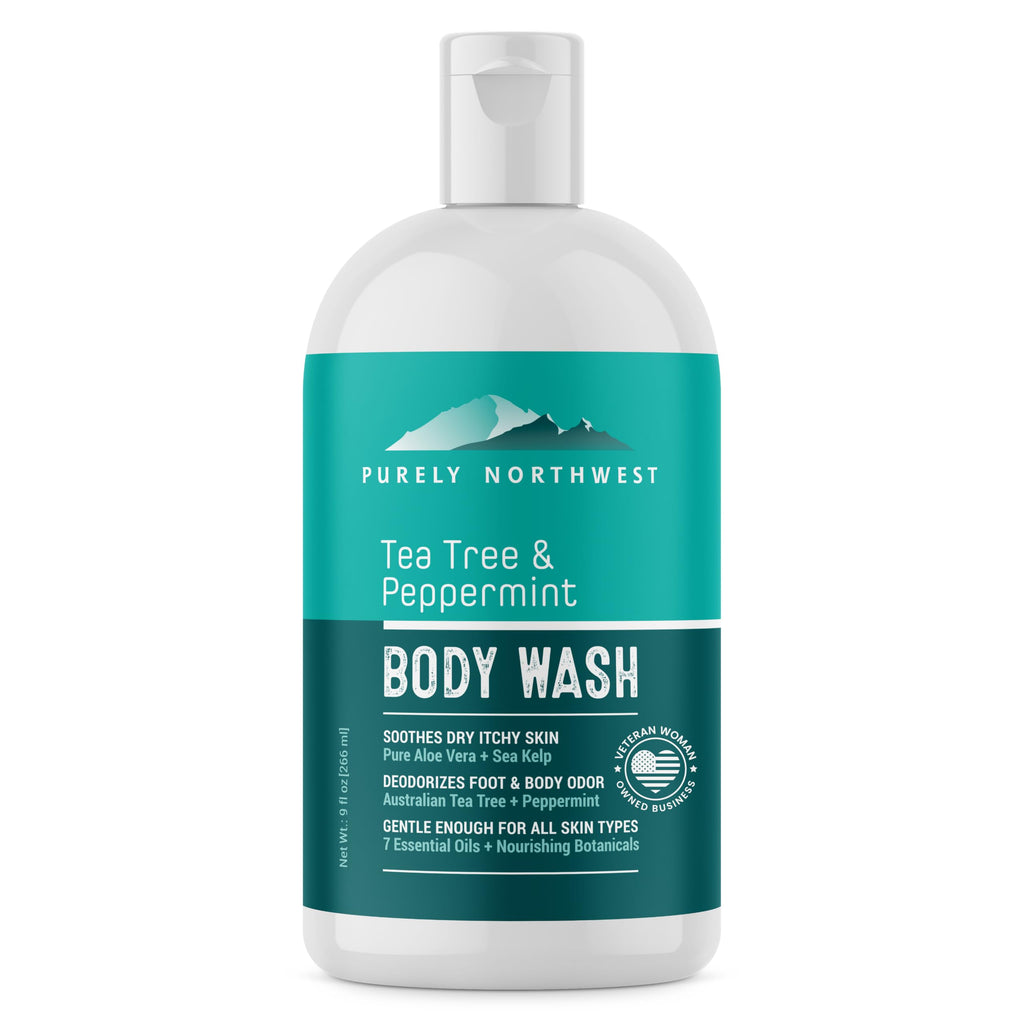 Purely Northwest Tea Tree Body Wash for Men and Women – Natural Tea Tree Oil Body Cleanser for Odor, Skin Irritations, Hydrating Shower Gel for Sensitive Skin, Gentle and Refreshing Body Wash