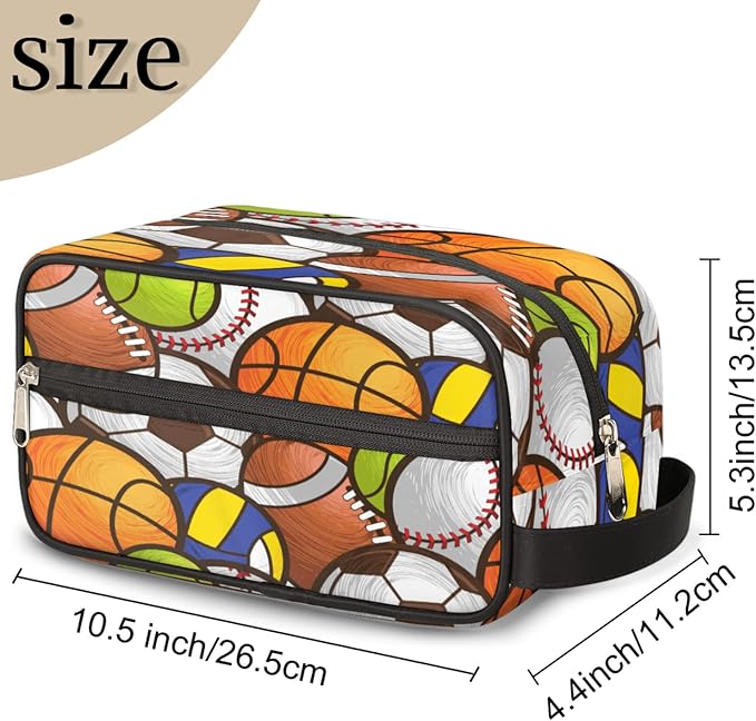 Bardic Sport Baseball Portable Travel Toiletry Bag, Volleyball Soccer Ball Cosmetic Organizer Makeup Bag Shower Shaving Bag for Men Women
