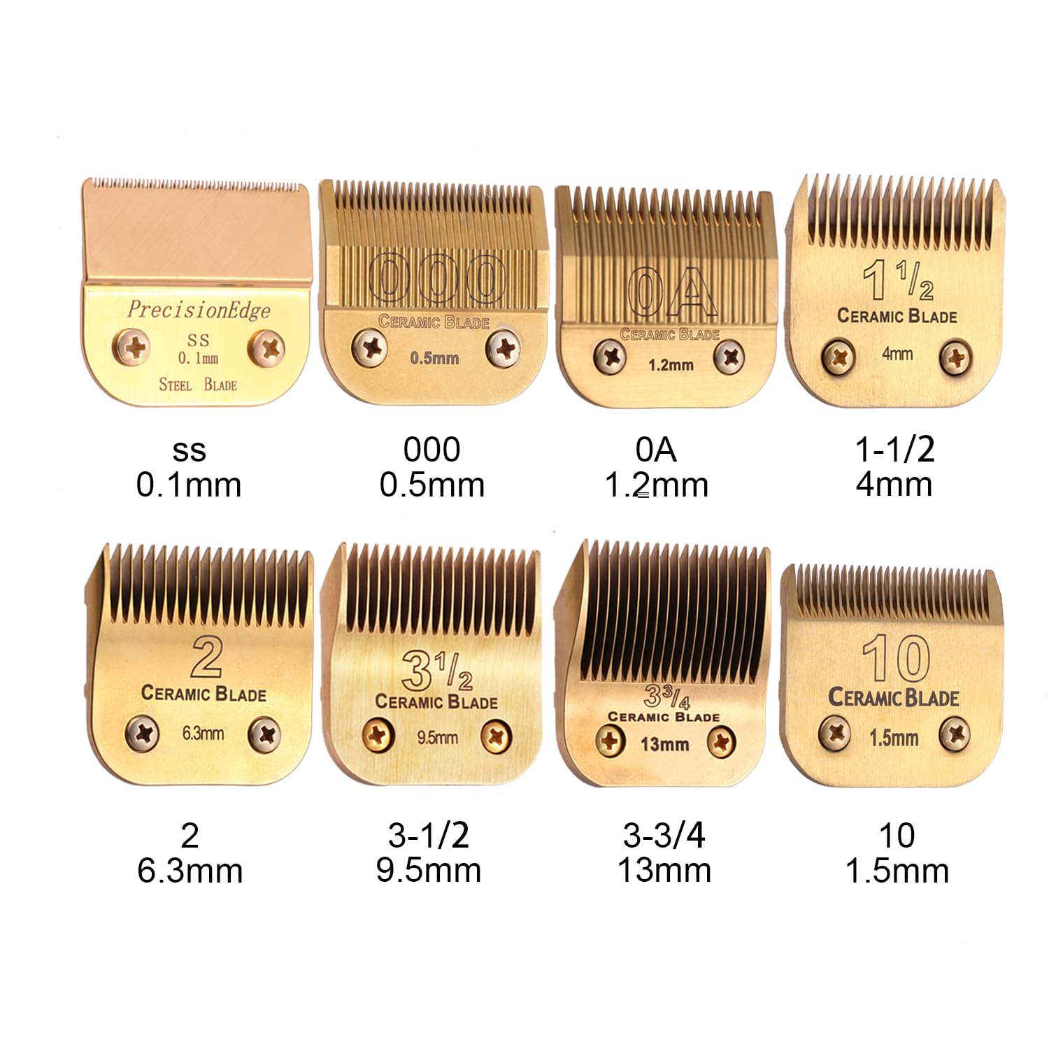 5 Pack Professional Detachable Replacement Blades Set,Compatible with Andis AGC,BDC,BGC,MBG Series/Oster Classic 76/Star-Teq/Power-Teq/A5 Clipper Cut Length（1/16-1/8inch) Golden