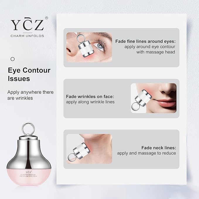Ycz Red-Glow Electric Massage Eye Cream for Fading Dark Circles, 1.76 Fl Oz