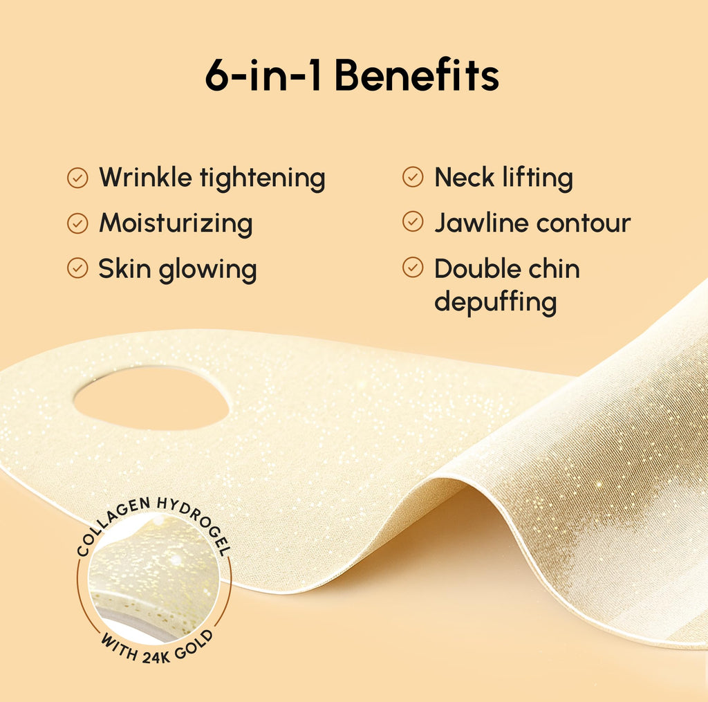 MAREE V Line Lifting Mask with 24K Gold – Deep Collagen Face Mask for Women – Jawline Shaper Mask with Retinol & Hyaluronic Acid – Neck Tightening & Firming - Double Chin Strap for Face Lift