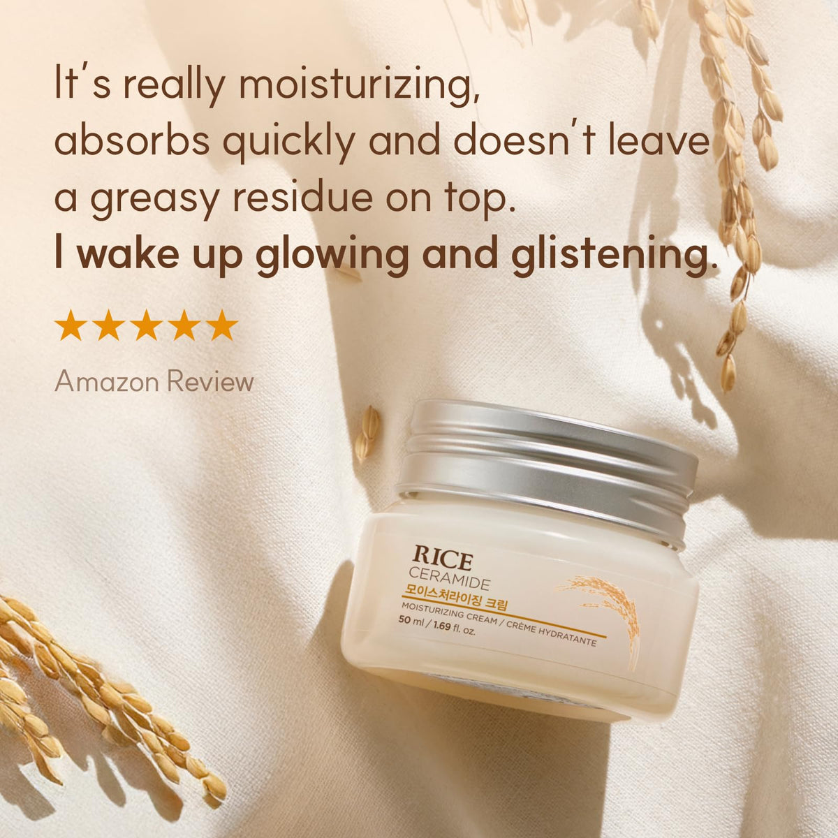 THE FACE SHOP Rice Ceramide Moisturizing Cream, Lightweight, 1.69 fl. oz.