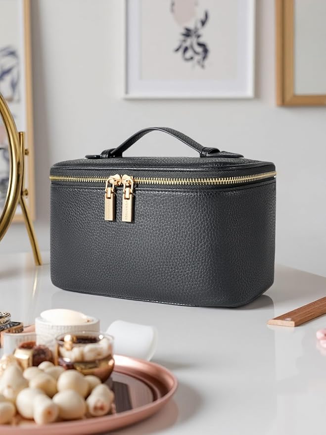 Camdeez Cosmetic Bag,ROWNYEON Makeup Bag,Portable Makeup Train Case,Travel Toiletry Bag Case Organizer for Women,Black