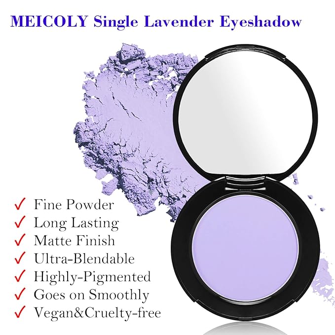 MEICOLY Light Purple Eyeshadow with Mirror,Matte Violet Lavender Eye Shadow Palette,Lilac Purple Powder Makeup for Women and Girls,Eye Makeup Eyelid Color,High Pigment,Long Wearing,Waterproof