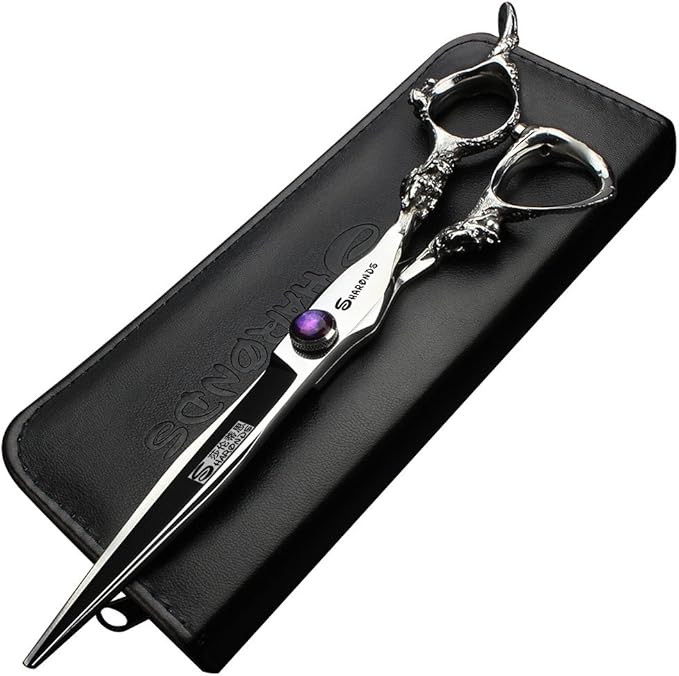 7 inch barber scissors,purple diamond barber scissors(7 Inch Flat-AA)