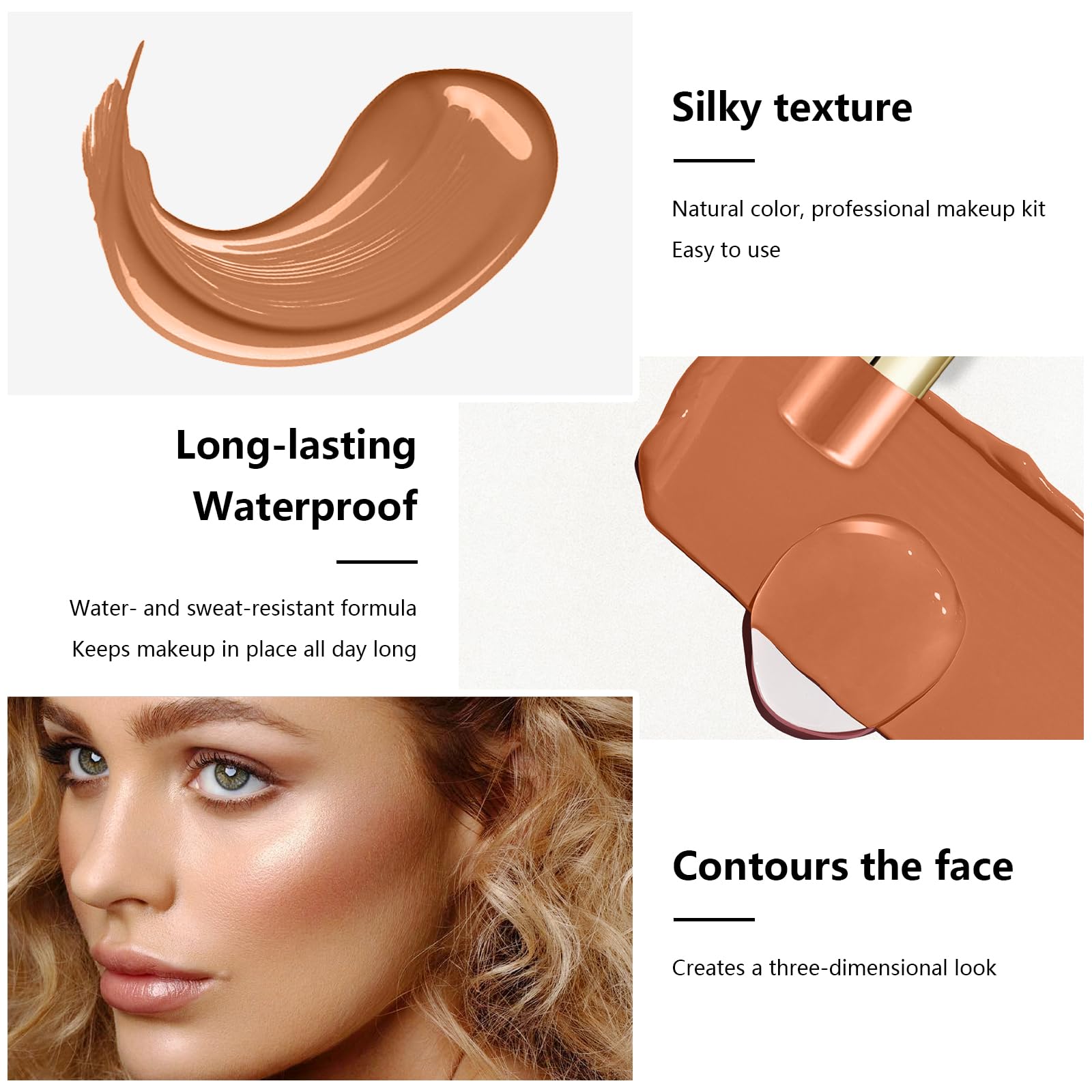 6 Colors Cream Contour Stick Makeup Contour Kit,Double-ended Cream Bronzer for Sculpt, Highlighter and Blush Stick Makeup Kit, Matte & Dewy Finish (SET C)