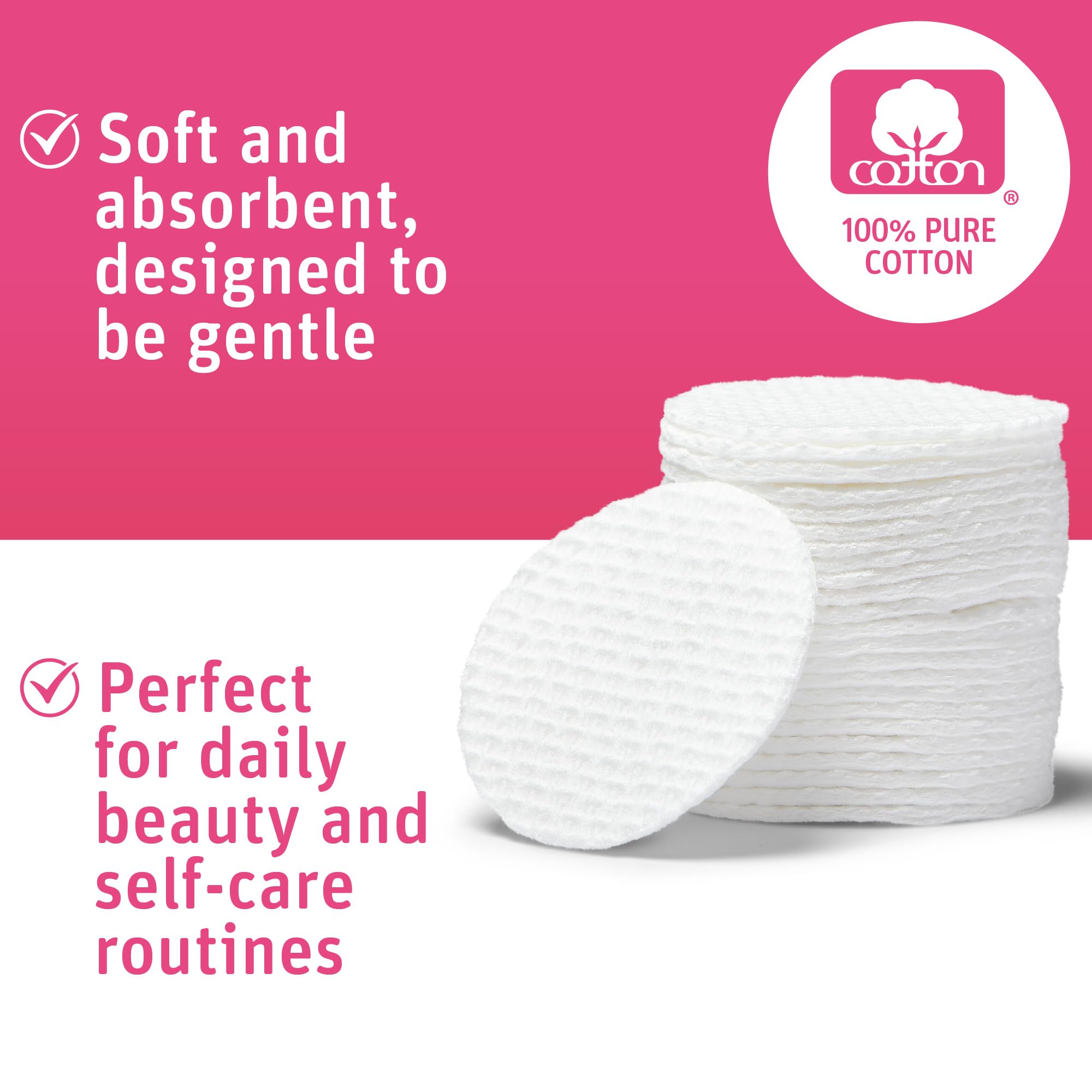 Simply Soft Hypoallergenic Exfoliating Dual Textured Cotton Rounds Pads, 80 Count (Pack of 6)