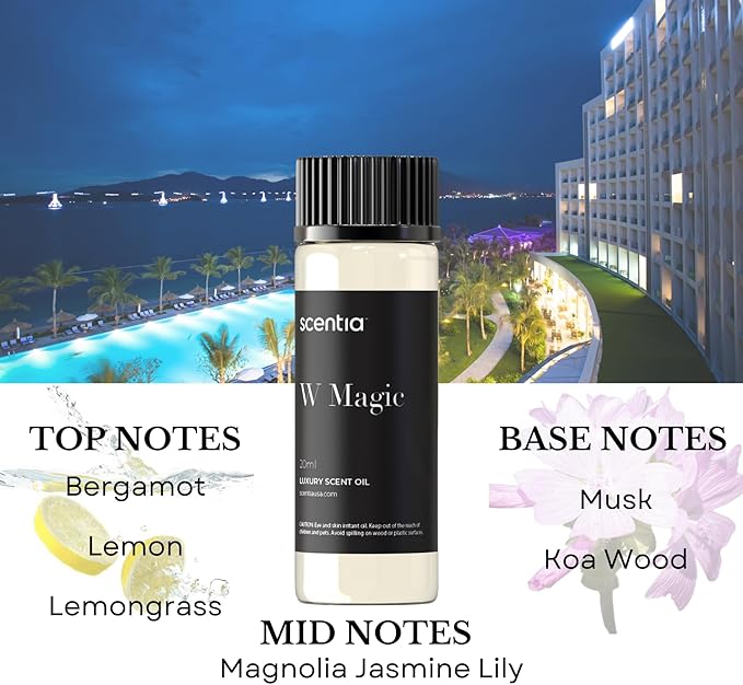 Scentia Hotel Diffuser Oil Gift Set, 3x20ml - Miami One, Coastal & W Bliss Fragrance Oils Inspired by 1 Hotel Miami & W Hotel - Made in USA, IFRA Certified - Aromatherapy Discovery Set