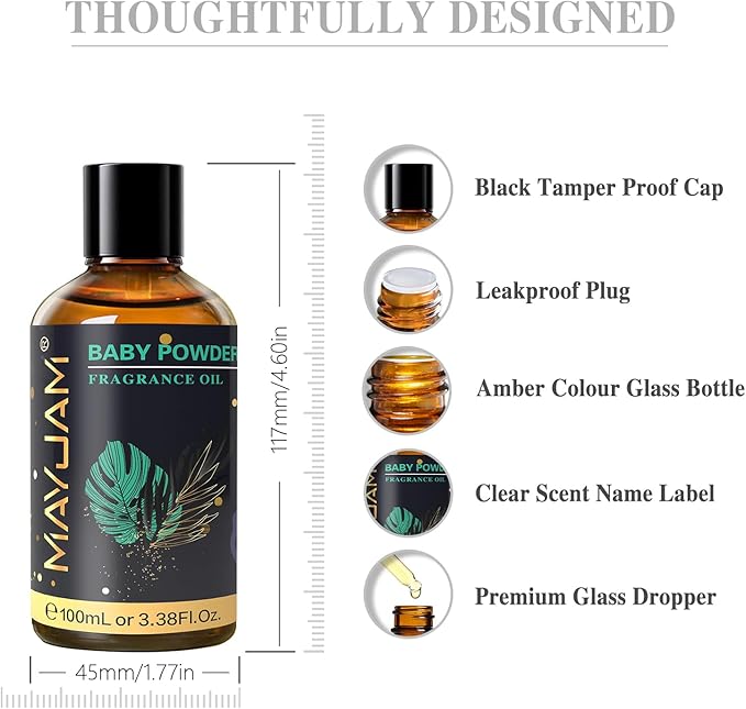 MAYJAM Baby Powder Fragrance Oil Essential Oils for Diffusers, 3.38FL.OZ