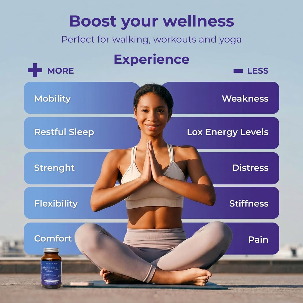 Michelle Peiret Mobility - Magnesium + Collagen Supplement with Hyaluronic Acid & Vitamin C | Supports Bones, Joints & Muscles | Gluten-Free & Non-GMO | 60 Capsules for Men & Women