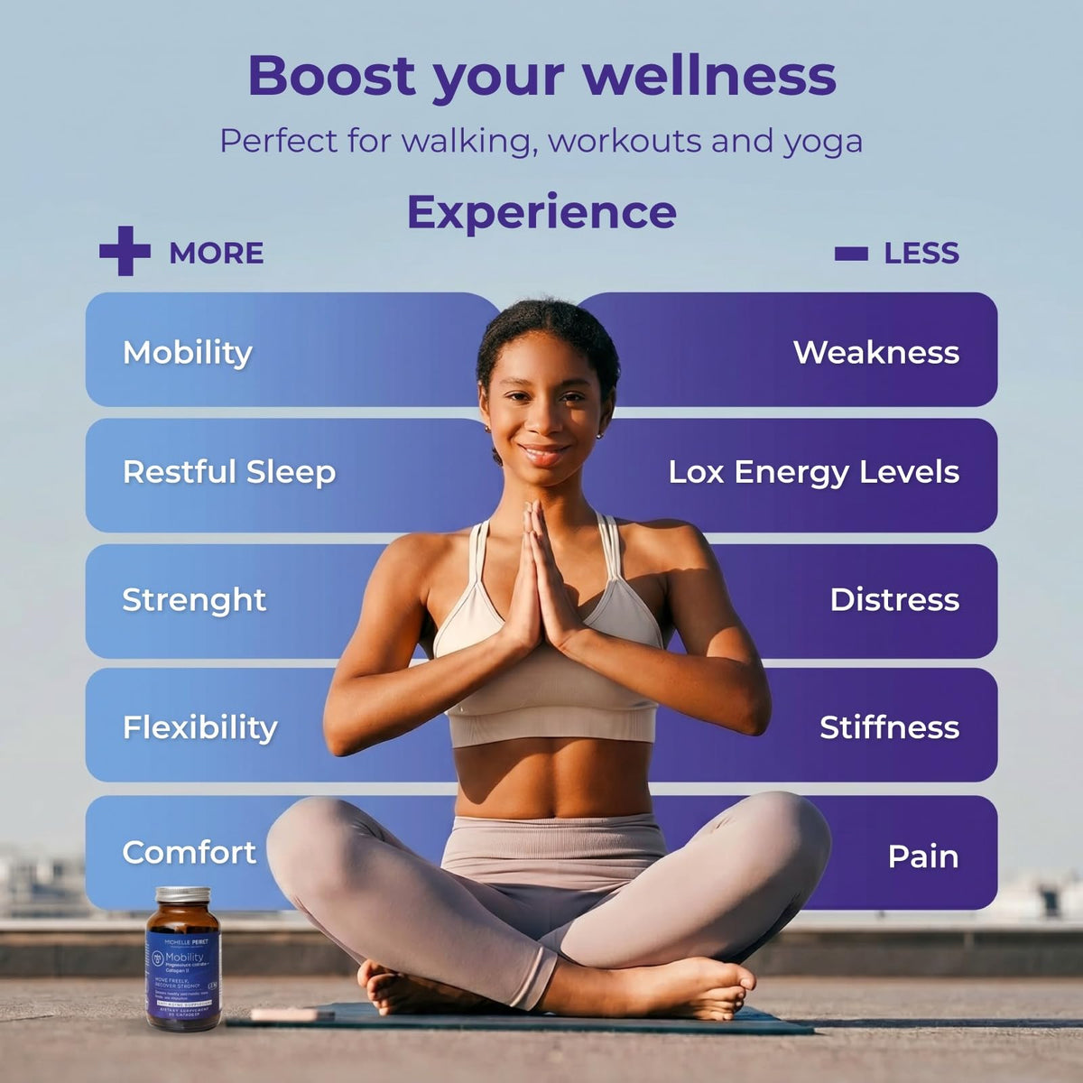 Michelle Peiret Mobility - Magnesium + Collagen Supplement with Hyaluronic Acid & Vitamin C | Supports Bones, Joints & Muscles | Gluten-Free & Non-GMO | 60 Capsules for Men & Women