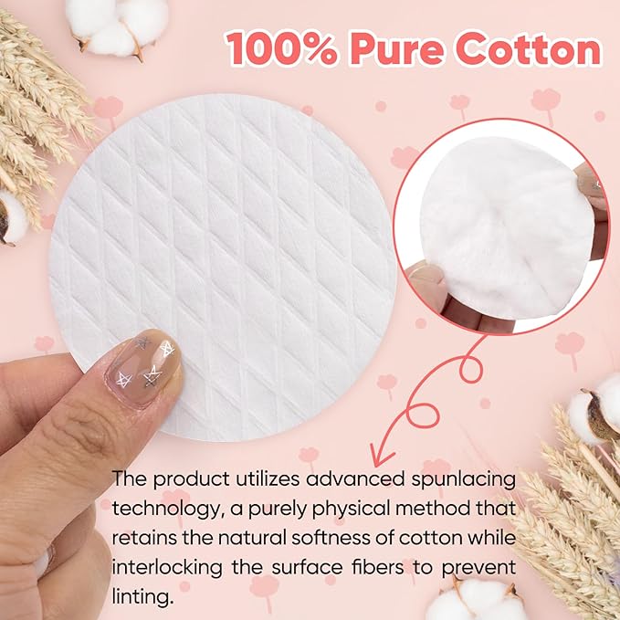 ICOTLE Extra Large Cotton Rounds, Diameter 3.14", 100% Pure Cotton Pads, Soft and Lint-Free, for Removing Makeup, Nail Polish, and Cleansing Face, 120 Count