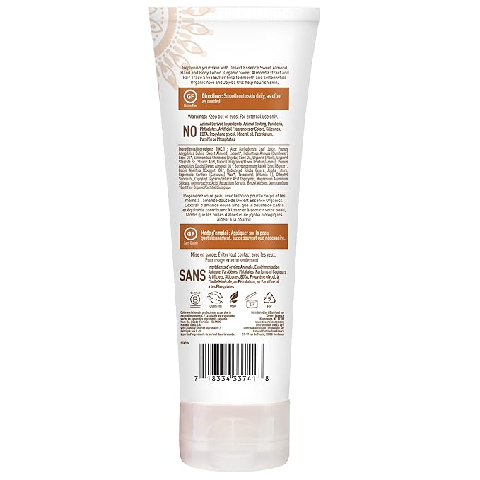 Desert Essence Sweet Almond Hand and Body Lotion, 8 fl oz