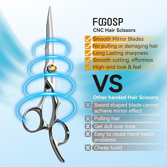 FOGOSP Professional Barber Scissors 6.5' Japan VG10 Fine Cutting Blades Hair Shears for Men and Women