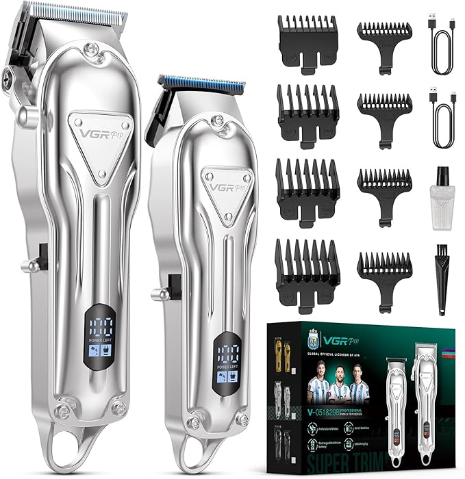 VGRPRO Electric Hair Clippers for Men, Cordless Clipper and Trimmer Set, Clippers for Hair Cutting Kit with Long Battery Life, Hair Grooming Trimmer for Family Kids and Self-Haircut Use