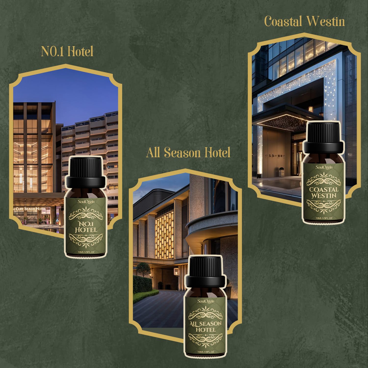 Soulorigin Hotel Diffuser Oils Gift Set, Hotel Collection Fragrance Oil, Luxury Scent Essential Oils Set for Diffuser Home, Inspired by The Four Season and More Scents, Gift for Women and Men