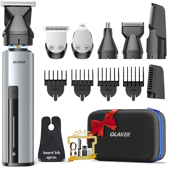 GLAKER Electric Razor for Men - Multi Shavers for Men, Complete Mens Beard Trimmer with Ear Hair Trimmer, Electric Nose Hair Trimmer & Body Groomer, Face Razor and Shaver