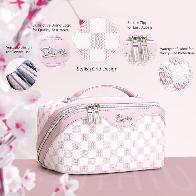 BOYATU Travel Makeup Bag for Women Organizer: Cosmetic Bag - Large Capacity Toiletry Bag 02-Light Purple