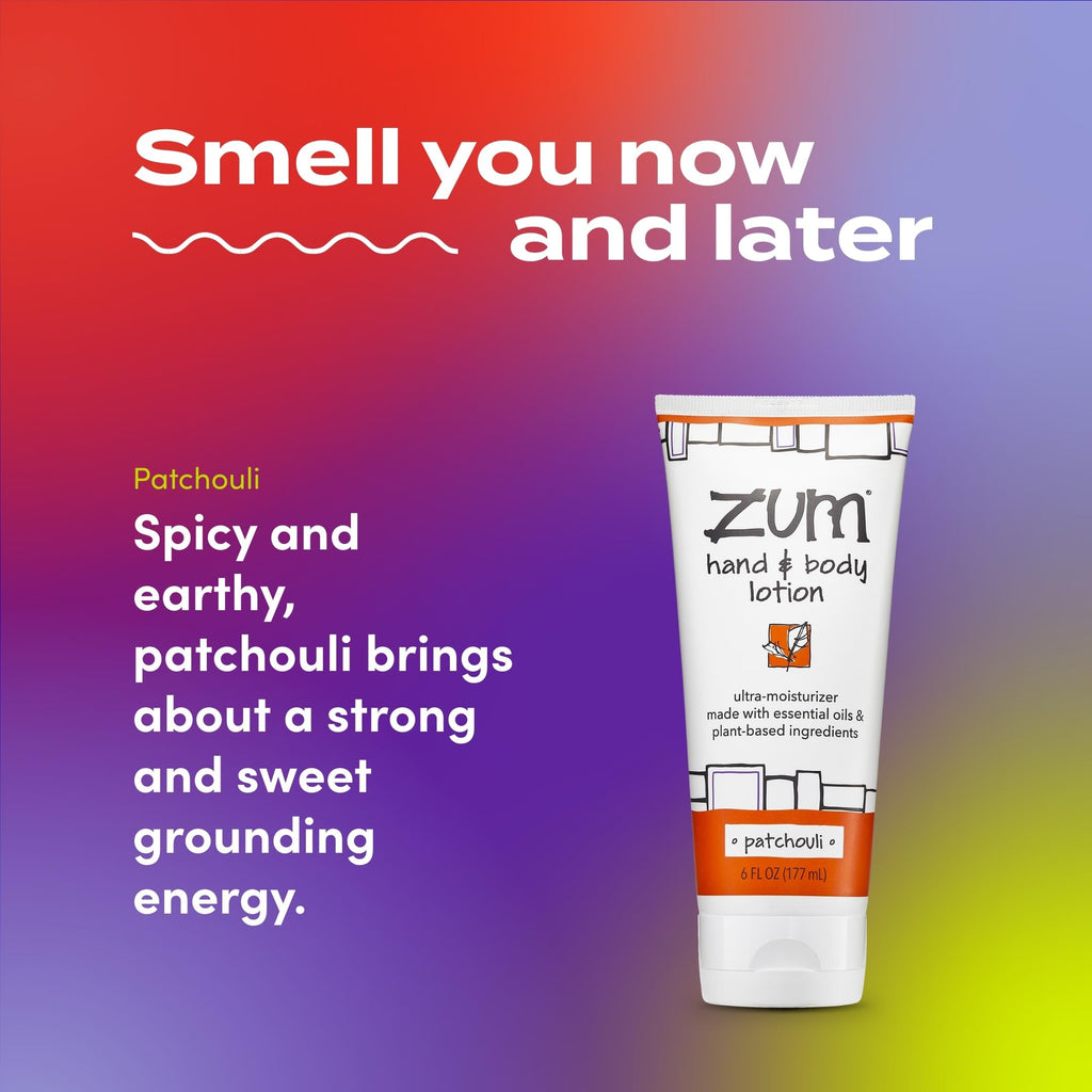 Zum Indigo Wild Hand & Body Lotion - Natural Hand Lotion for Dry Hands - Body Lotion for Women & Men - Body Moisturizers Include Shea Butter, Jojoba Oil & More - Patchouli Scent - 6 fl oz (2 Pack)