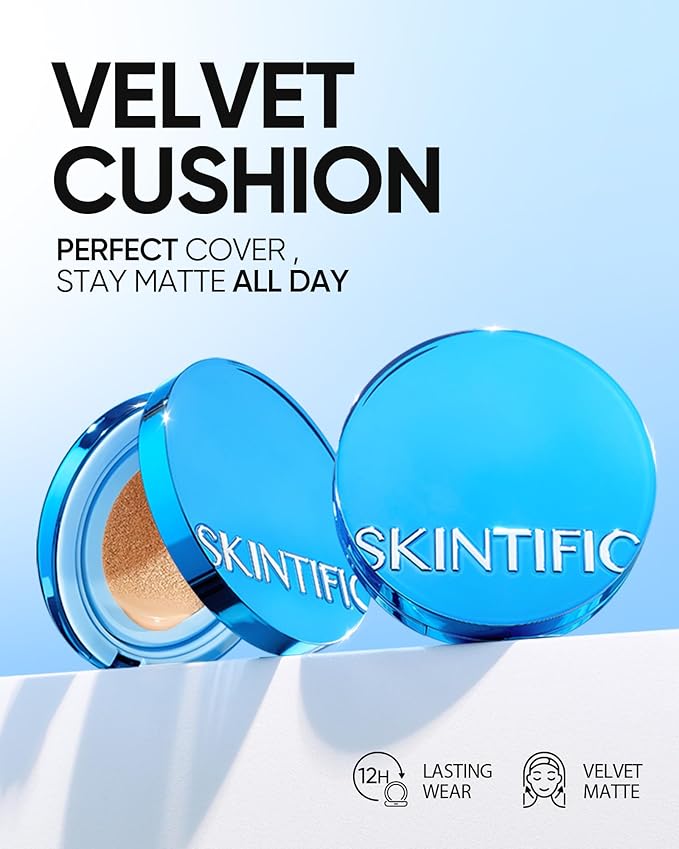 SKINTIFIC Velvet Matte Cushion Foundation Blue #01 Vanilla