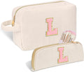 Sernaxi Personalized Initial Makeup Bag Trendy Stuff Corduroy Cosmetic Bag Travel Toiletry Bag, Valentine’s Day Gift Makeup Organizer Case & Makeup Pouch for Women Teen Girls Mom Girlfriend Wife