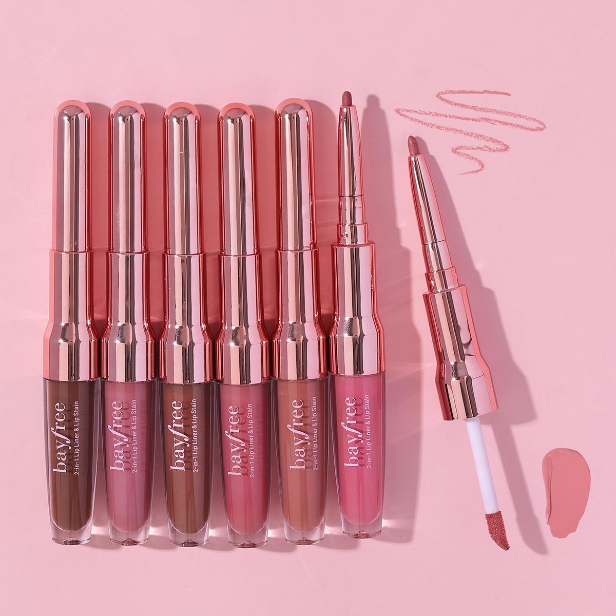 bayfree 2-IN-1 Lip Liner and Lip Stain, High Pigmented Long Lasting Velvet