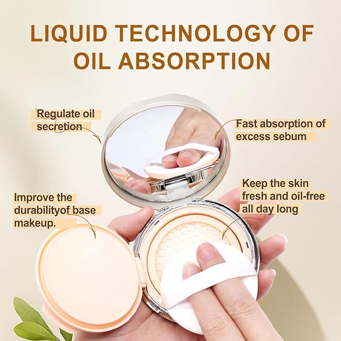 Face Oil Blotting Cushion Instead of Oil Blotting Paper Sheets for Oily Skin, Oil Absorbing Liquid Mattifying Cushion, Oil Control with Natural Tea Tree, Absorb Excess Oil for Makeup