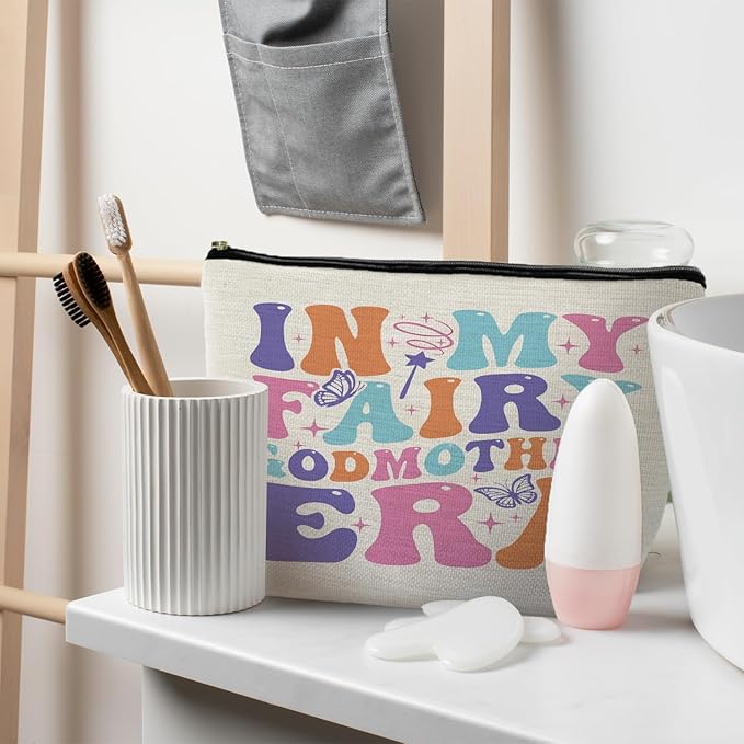 RYYCDOI Fairy Godmother Makeup Bag - Best Godmother Gift From Godchild, Cosmetic Bag Toiletry Bag