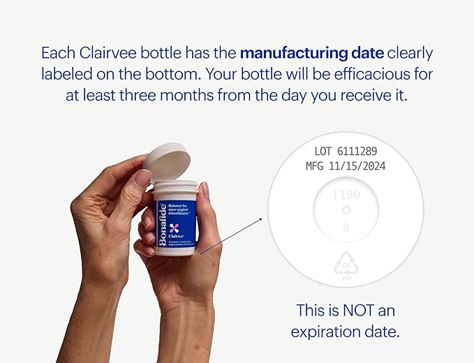 Bonafide Clairvee Vaginal Probiotic – Hormone-Free, Drug-Free Relief from Odor, Vaginal Itching and Discharge – Balances Vaginal pH Levels (1 Month Supply)