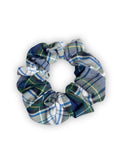 ClassExceed School Uniform Plaid, Plaid Scrunchie, Back to school, handmade school uniform hair accessories (White forest Yellow Navy Plaid80)