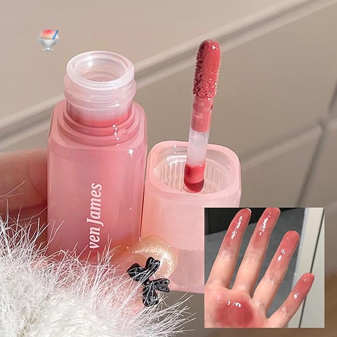 LuckNest 4PCS Hydrating Lip Gloss Set,Highly-Pigmented Korean Lip Glaze,Plumping Lipgloss, Moisturizing Mirror Liquid Lipstick, Non-Stick Cup,Glossy Finish,Long-lasting Natural Makeup