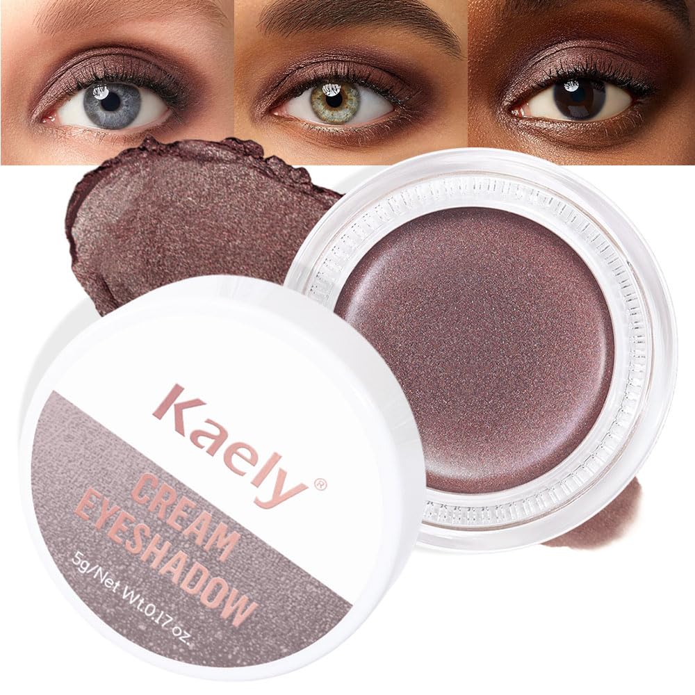 Kaely Single Cream Eyeshadow Pot, Nude Brown Matte Eye Shadow for Older Women High Pigmented Waterproof, Natural Eyeshadow Palette Makeup Brightener, sombras en crema para ojos, Blendable, R03