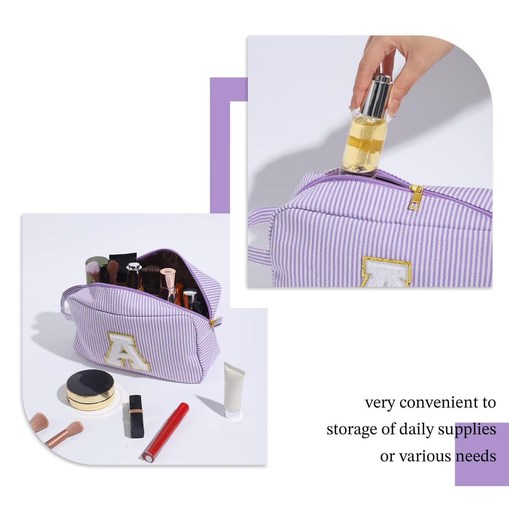 YOOLIFE Birthday Gifts for 6 7 8 9 10 11 12 13 14 15 Year Old Teen Girl - Initial Makeup Bag Letter Toiletry Pouch Cosmetic Case, Personalized Teen Girl Gifts Trendy Stuff Party Favor, Purple S
