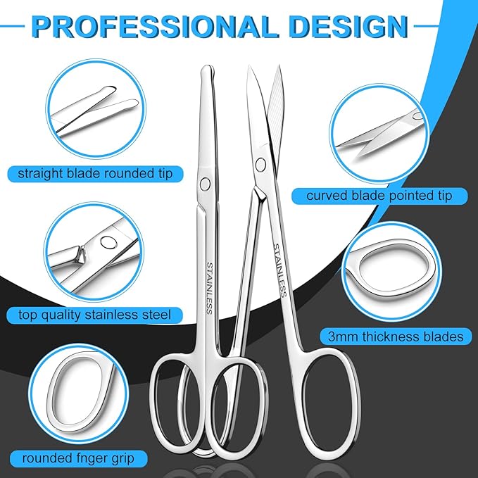 Ptiysta Safety Tip Grooming Scissors, Curved & Rounded, 2 Pack