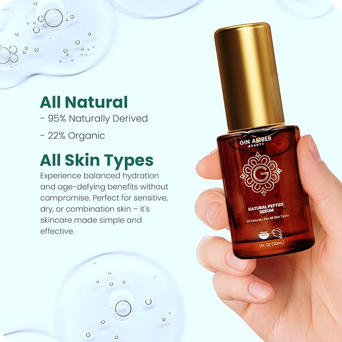 Gin Amber Beauty Peptide Facial Serum- Firming Skin Serum with Vit E 1fl oz