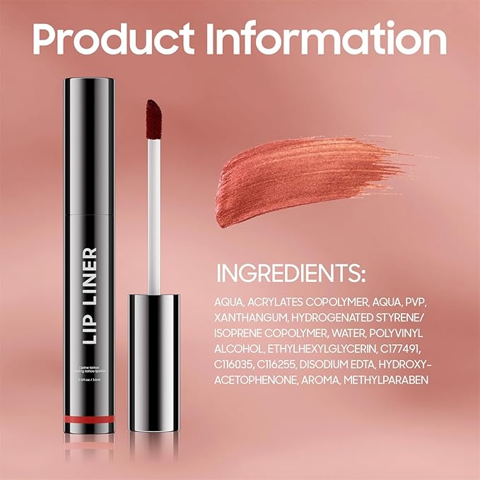 OETUIOW Lip Stain Lip Gloss Long Lasting & Easy to Use Lip Liner, Non-Stick Cup Highly Pigmented Natural Finish, Nude