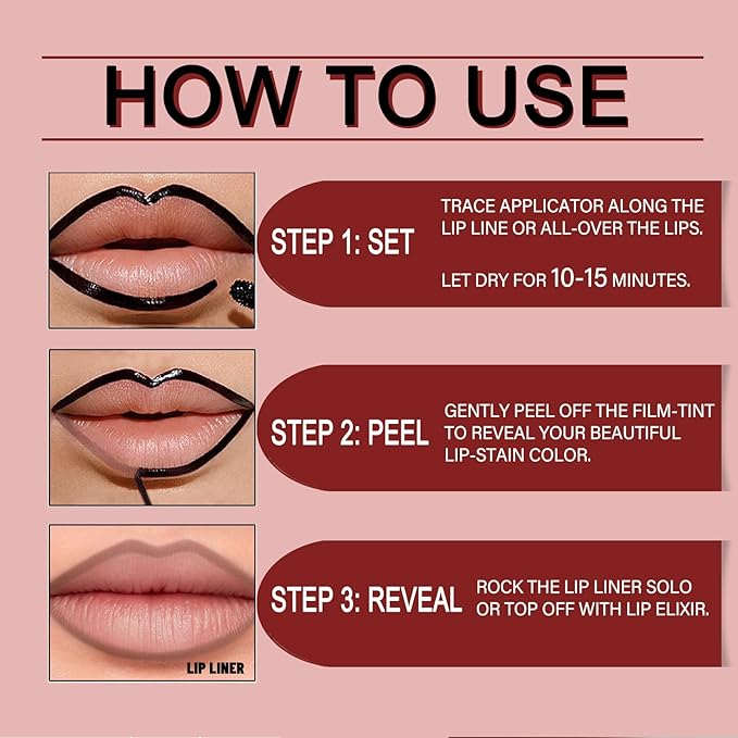 Skynest 3Pcs Lip Liner, Matte Liquid Lipstick Nude Lip Gloss Waterproof Lip Tint Stain Non-stick Cup Peel Off Lipstick Lip Makeup for Women (Coffee & Cocoa & Rose)