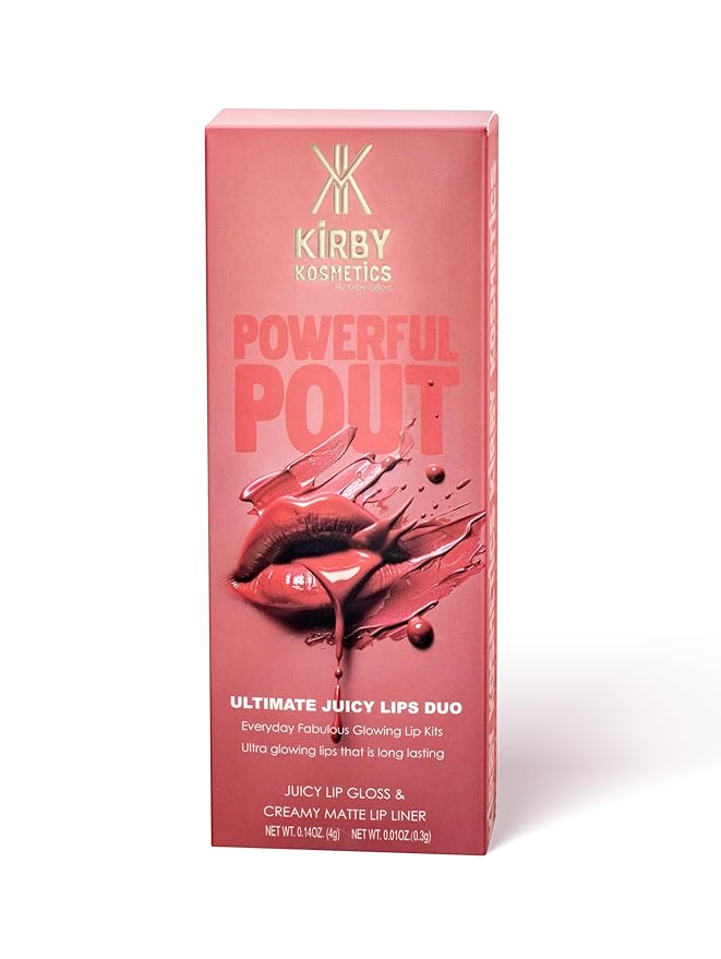 Kirby Kosmetics Lip Kit Duo – Powerful Pout - TikTok-Viral Precision Liner & Glossy Liquid Lipstick, Clean 2-Step Set with Hydrating Long-Wear Color – Bold Inclusive Beauty for Everyday Konfidence