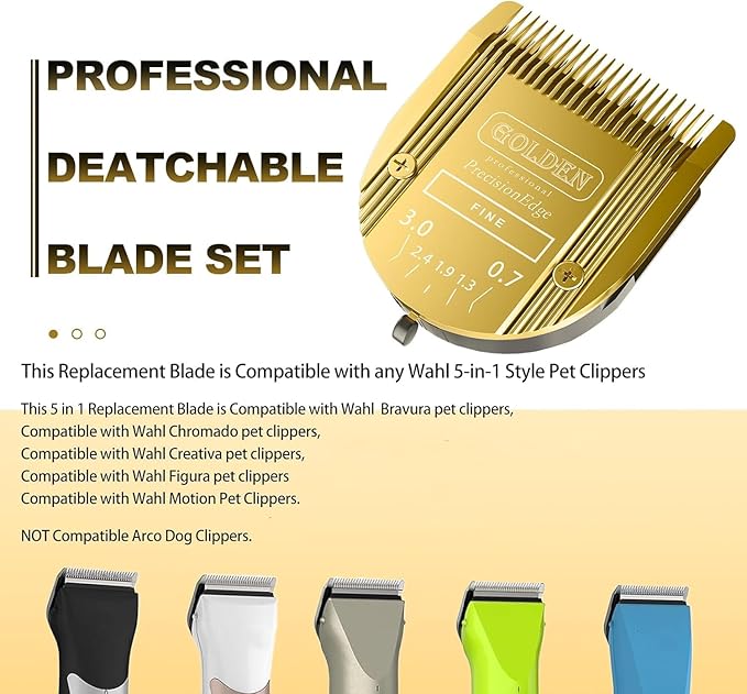 Audoc Adjustable 5 in 1 Blades Dog Grooming Blades Compatible with Wahl