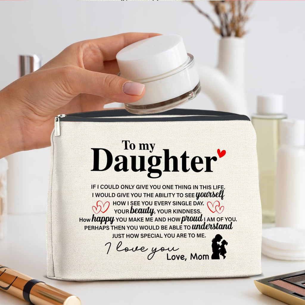 UPNEGE Makeup Bag Daughter Gifts from Mom, Gifts for Daughter Cosmetic Bag Zipper Makeup Pouch Gift for Christmas Birthday Graduation