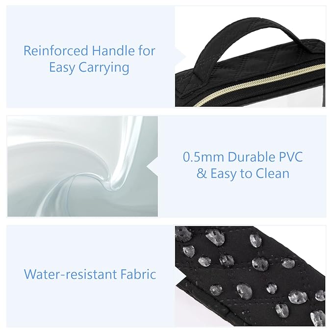 PACKISM Clear Makeup Bag Travel - TSA Approved Toiletry Bag, 2 Pack Black