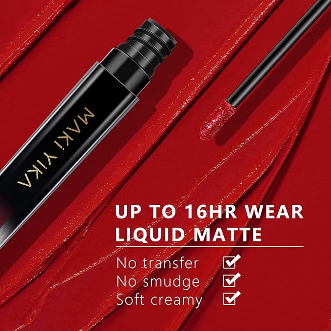 MAKI YIKA Red Lipstick Matte Liquid for Women Color Stay Long Lasting Lipsticks