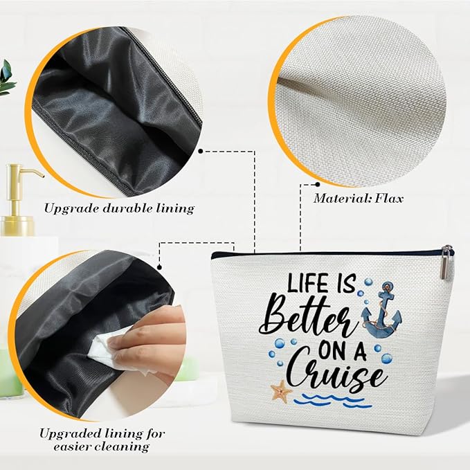 Ythuil Cruise Makeup Bag, Life Is Better On A Cruise, Makeup Travel Bag