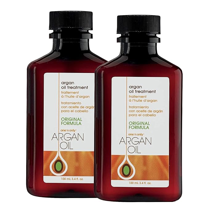 One 'N Only Argan Oil Hair Treatment - Lightweight & Hydrating Hair Oil for Natural, Wigs & Extensions - Shine Enhancing, Heat Protectant & Frizz Control (3.4 oz, 2pk)