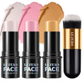 3Pcs Contour Stick Kit,Shades with Highlighter Blush Bronzer, #2 LIGHT FAIR