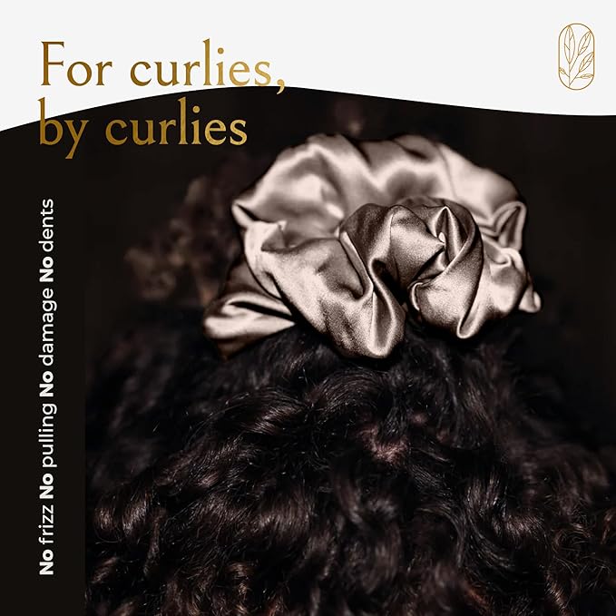 Curlfriend Oversized Mulberry Silk Scrunchies for Women, XL, London Fog