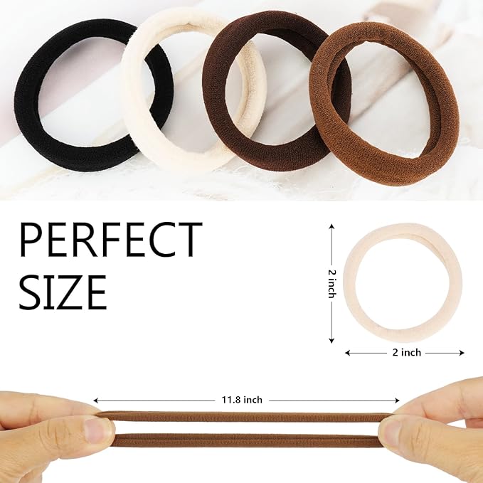 2 Inch Seamless Hair Elastics， No-Damage Hair Ties for Women, Elastic Hair Bands, Cotton Ponytail Holders， (colorful-120pcs)