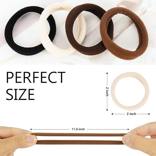 2 Inch Seamless Hair Elastics， No-Damage Hair Ties for Women, Elastic Hair Bands, Cotton Ponytail Holders， (colorful-120pcs)
