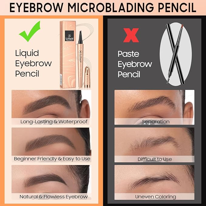 Upgraded 3D Liquid Eye Brow Microblading Pencil Waterproof (Dark Brown)
